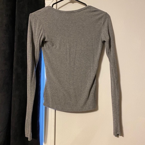 Dynamite Ribbed Long Sleeve V Cut Shirt - Picture 2 of 2